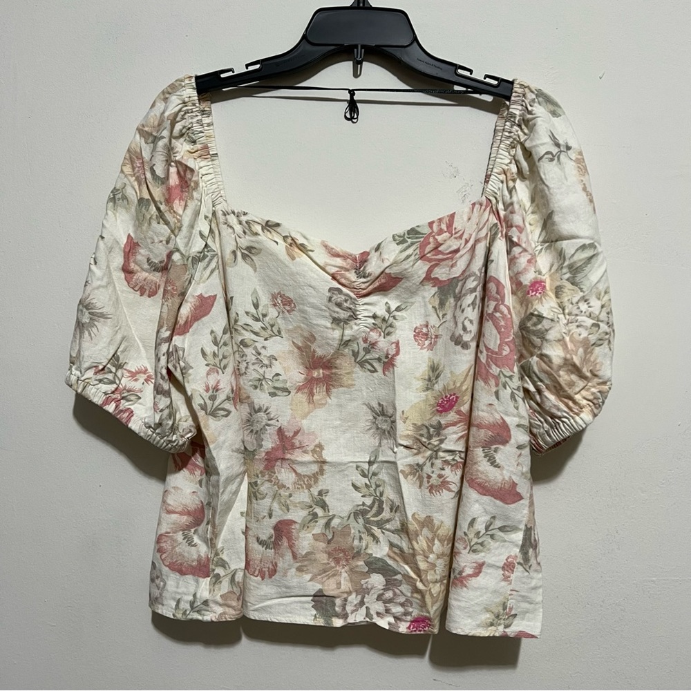 Puff sleeve floral top tea time